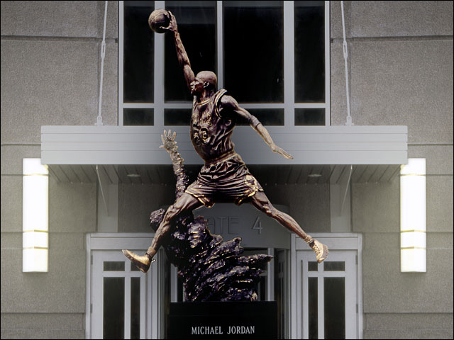 jordan 9 statue on feet