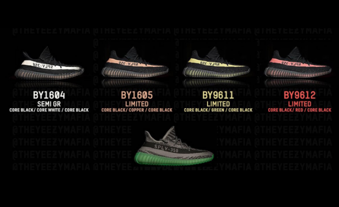 Adidas Yeezy 350 V2 Boost Core Black Copper/Green/Red/White