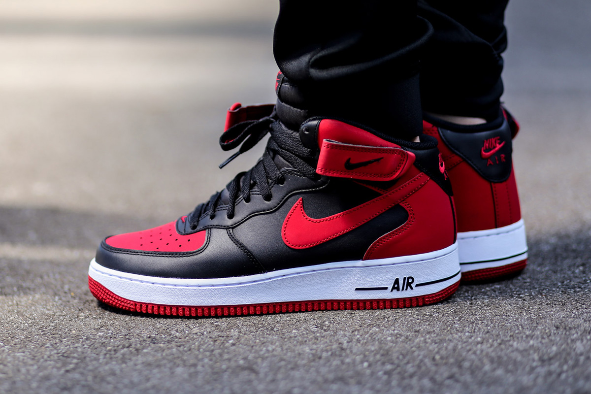 Nike Air Force 1 Mid Black Gym Red White