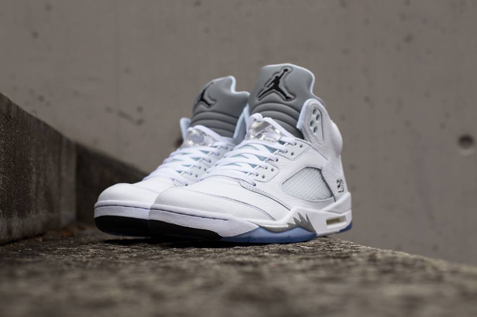 jordan 5 white metallic silver