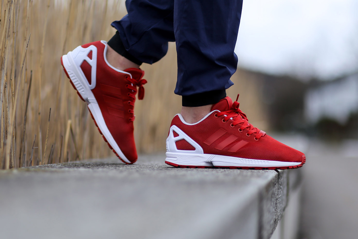 all red zx flux adidas
