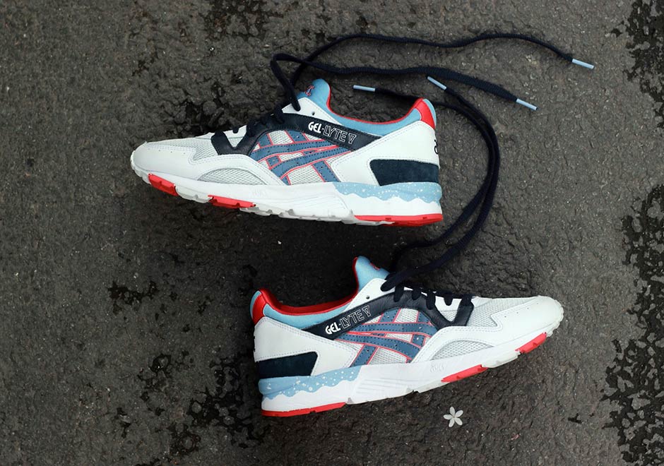 red white and blue asics gel lyte