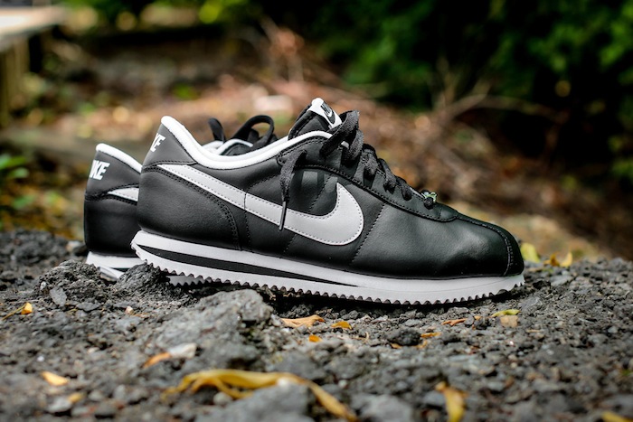 black and white leather cortez