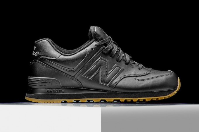 New Balance 574 Black Leather Gum - Sneaker Bar Detroit