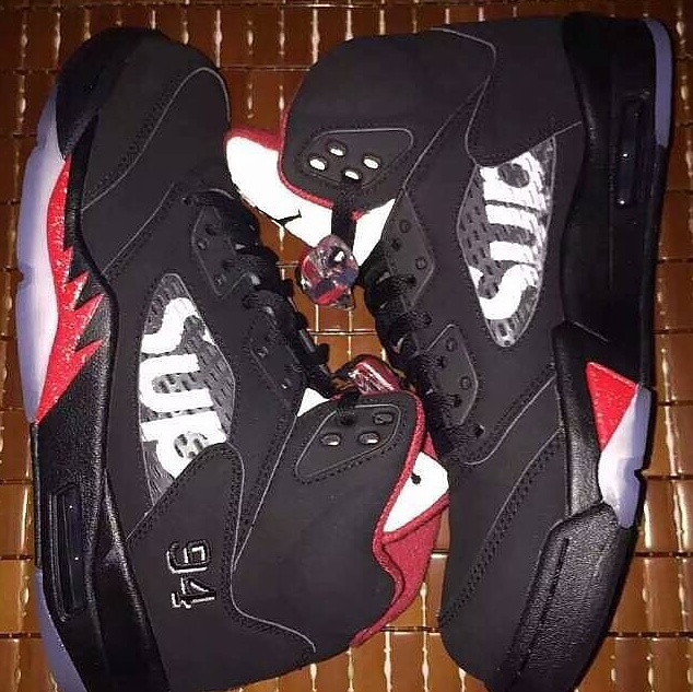 Supreme Air Jordan 5 Black Fire Red