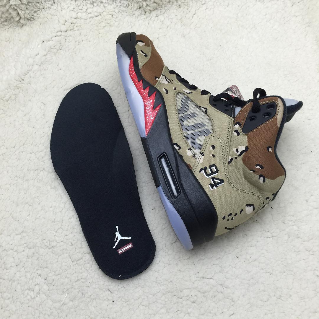 Supreme Air Jordan 5 Retro Desert Camo Sneaker
