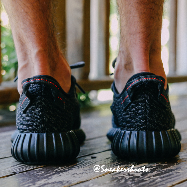 Black adidas Yeezy 350 Boost On Feet Photos
