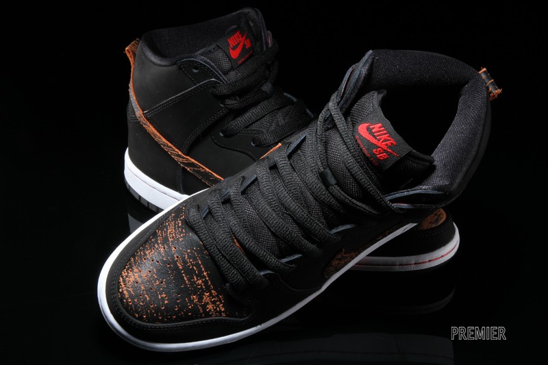 Nike SB Dunk High Black Distressed Leather