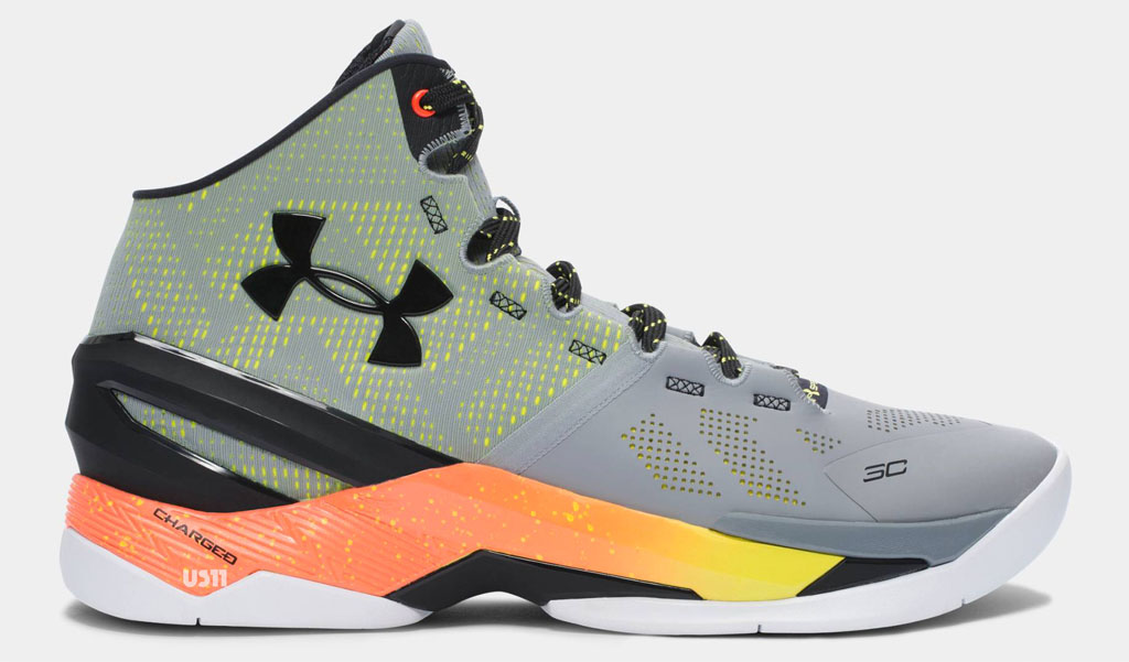 Under Armour Curry Two Grey Black Orange Yellow