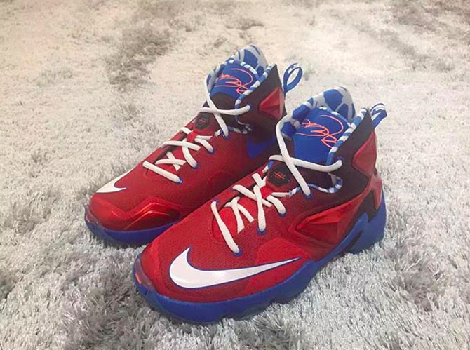 red white and blue lebrons