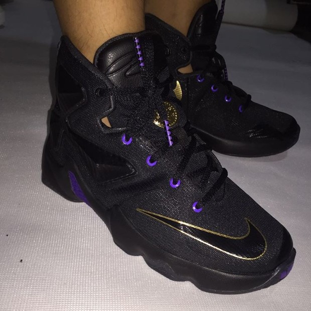 Nike LeBron 13 On Feet Black Purple Gold