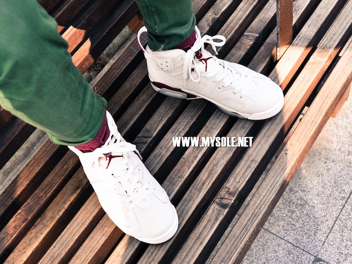 Maroon Nike Air Jordan 6 2015 On Feet