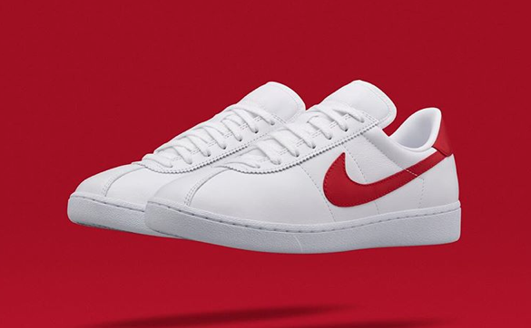 white nike shoe with red swoosh