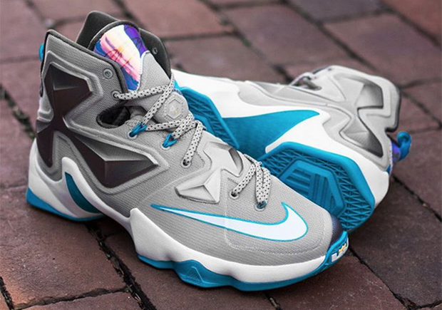 grey and blue lebrons