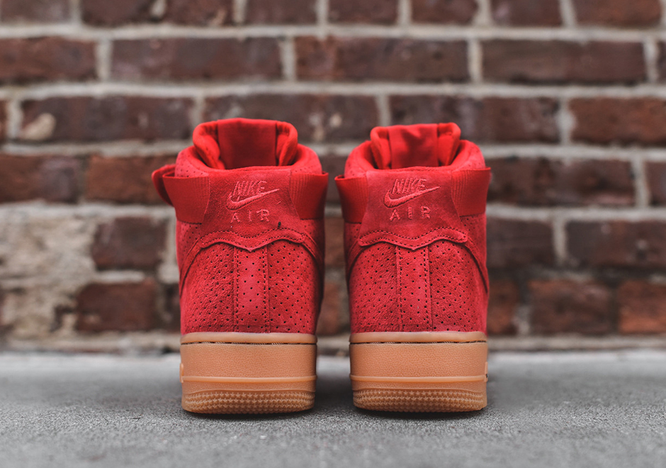 Nike Air Force 1 Perforated Red Suede Pack