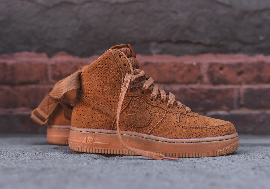 Nike Air Force 1 Perforated Tawny Gum Suede Pack