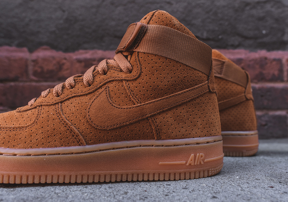 Nike Air Force 1 Perforated Tawny Gum Suede Pack