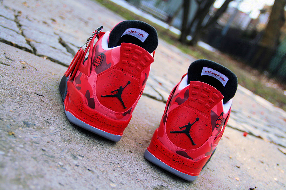 Air Jordan 4 Red Urban Camo Custom - Sneaker Bar Detroit