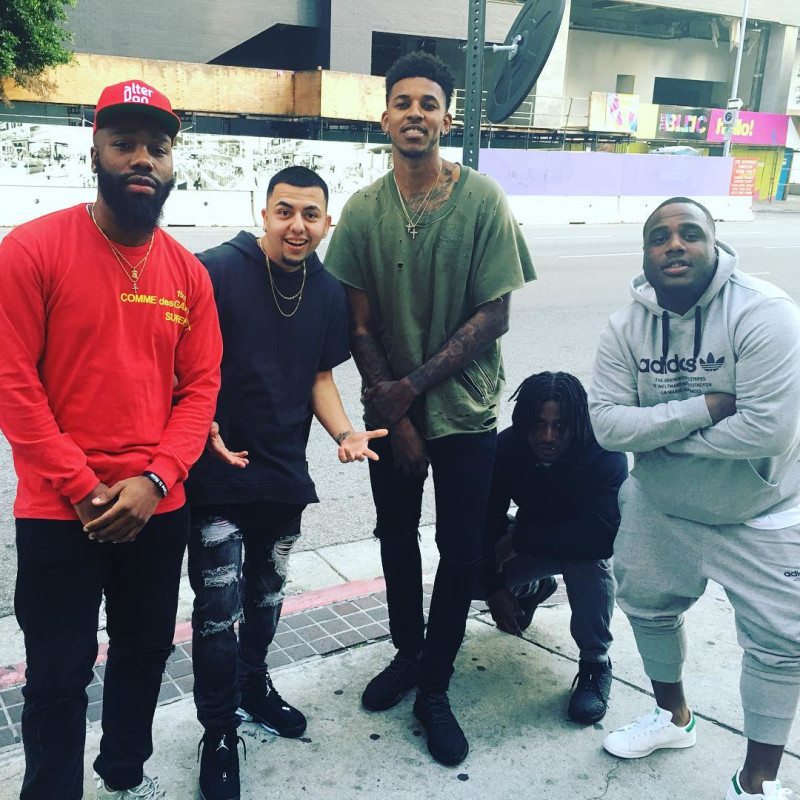 romeo beckham wearing yeezy boost 350 pirate black; nick young adidas yeezy 350 black