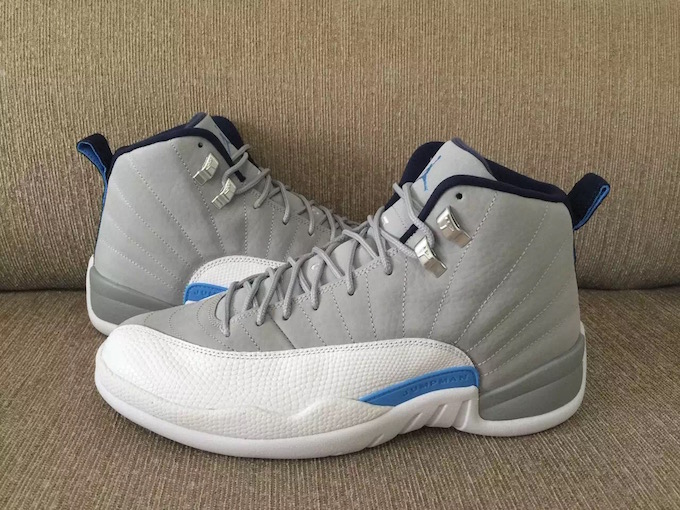 jordan 12 grey and white and blue