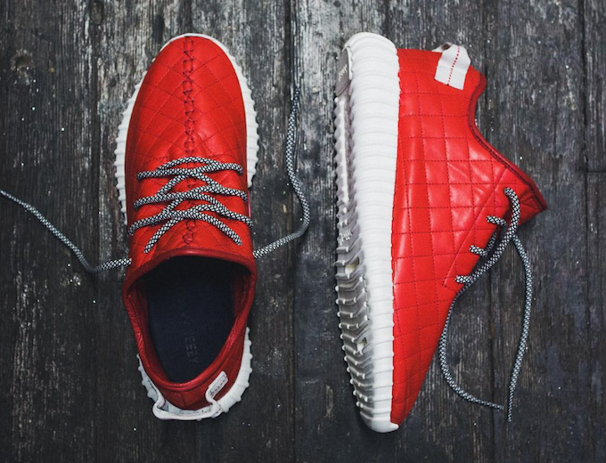 Red Quilted Yeezy 350 Boost Custom