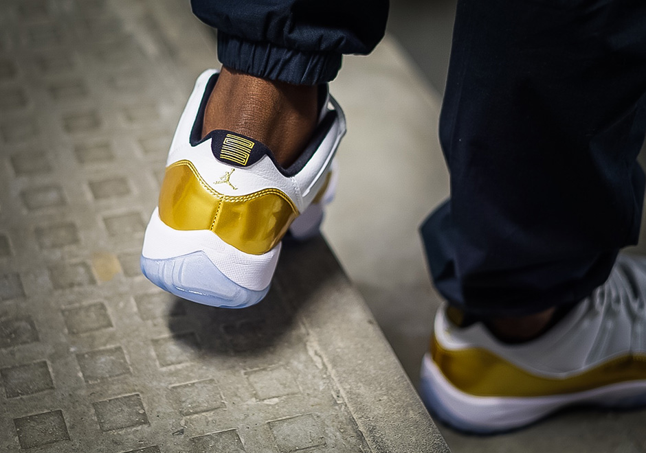 Air Jordan 11 Low White Gold Closing Ceremony On Foot
