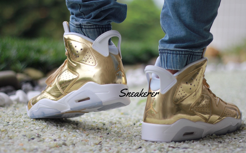 Air Jordan 6 Pinnacle Metallic Gold On Feet