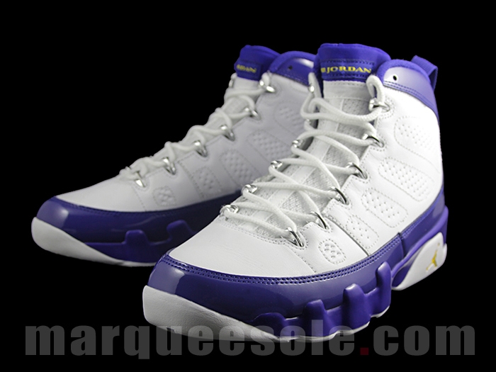 white and purple jordan 9