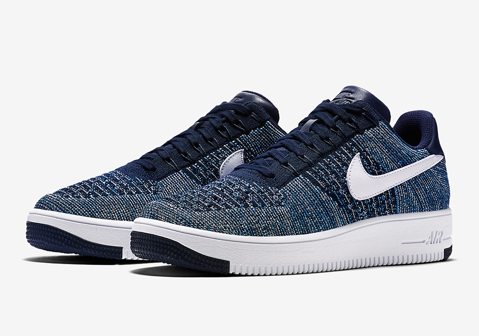 Nike Air Force 1 Flyknit Navy Sneaker Bar Detroit Nike Air Force 1 Flyknit Navy Sneaker Bar Detroit