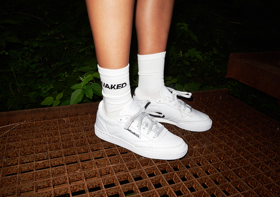 NAKED Reebok Club C White Perforated Leather