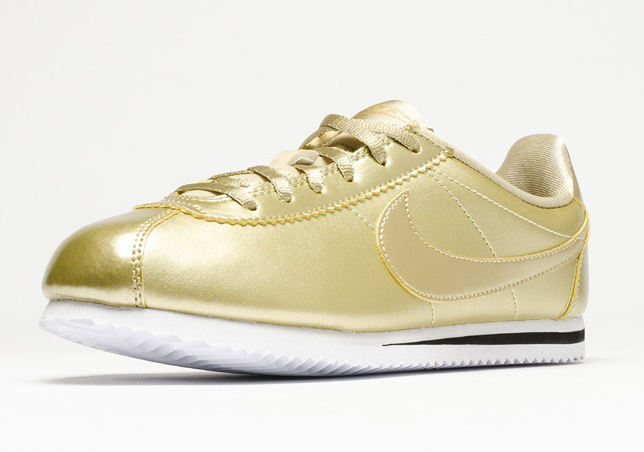 gold cortez shoes