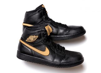 Air Jordan 1 Retro High BHM 908656-001 Black-Metallic Gold