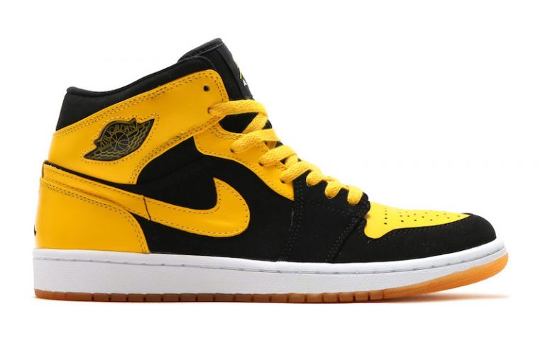 Air Jordan 1 Mid New Love Black/Varsity Maize-White 554724-035 Free Shipping, Nike Outlet, Nike 