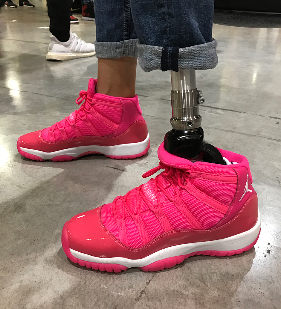 white and hot pink jordans