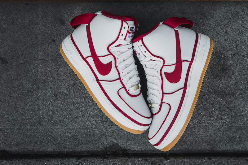 nike air force 1 07 high top white and red