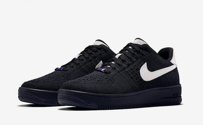 air force 1 flyknit low black white
