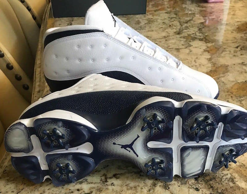 Air Jordan 13 Low Golf Shoes White Blue Outsole