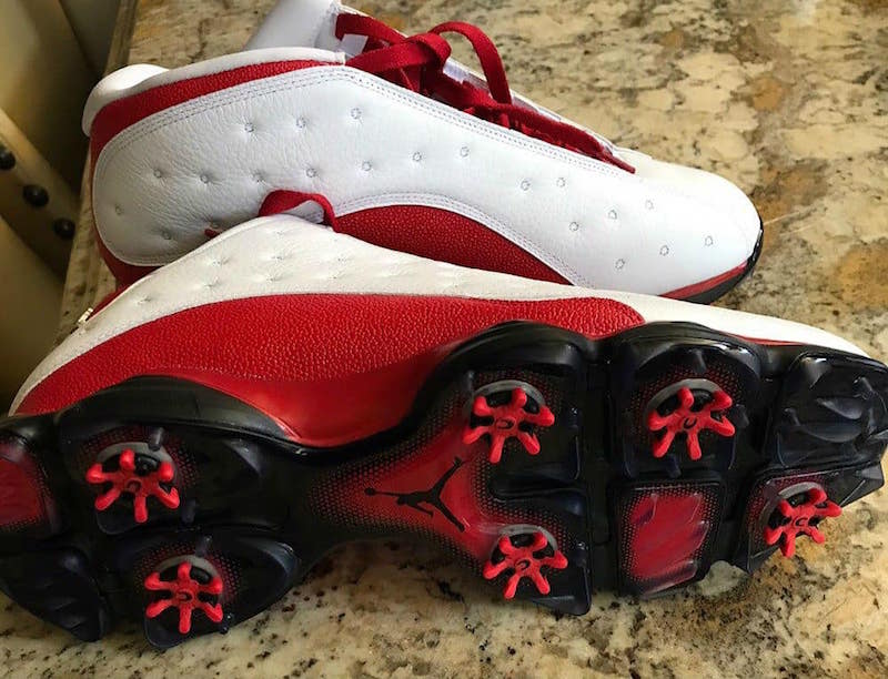 Air Jordan 13 Low Golf Shoes White Red Outsole