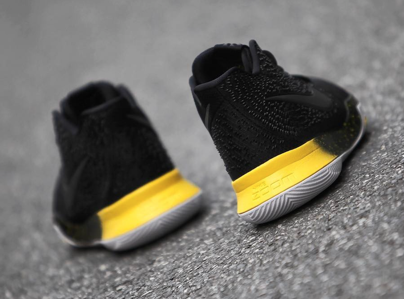 Nike Kyrie 3 Black Varsity Maize Yellow 852396-901 Release Date Heel