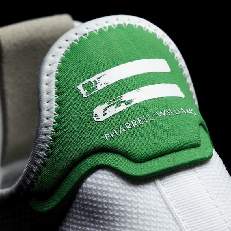 Pharrell adidas Tennis Hu White Green Release Date BA7828 Heel Branding