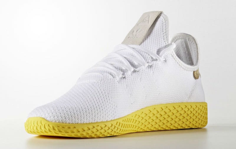 adidas originals pharrell hu trainers in white and yellow