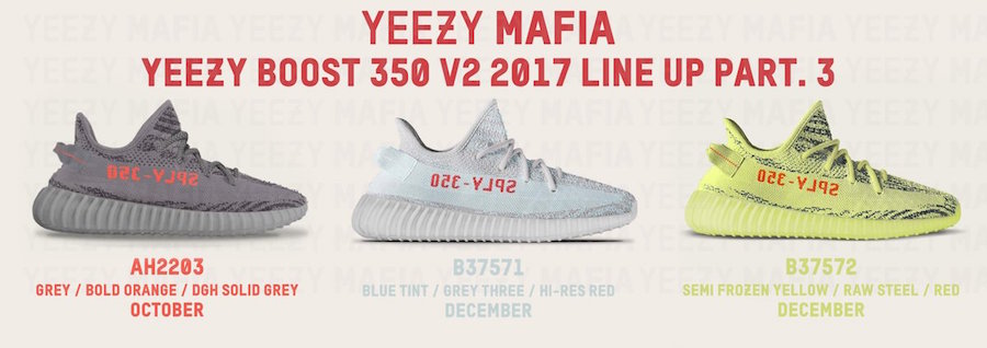 adidas Yeezy Boost 350 V2 Fall Winter 2017 lineup