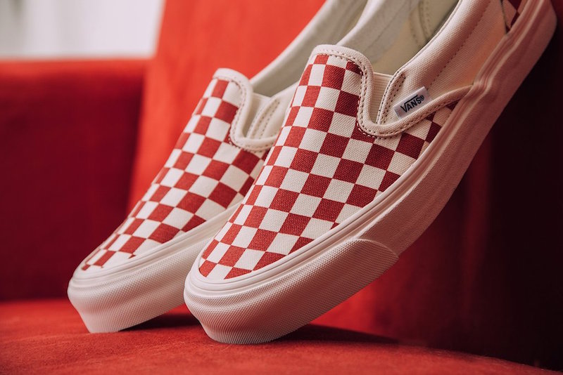 red black and white checkered vans