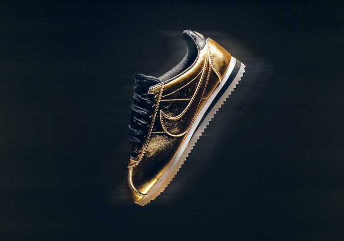 nike cortez gold metallic