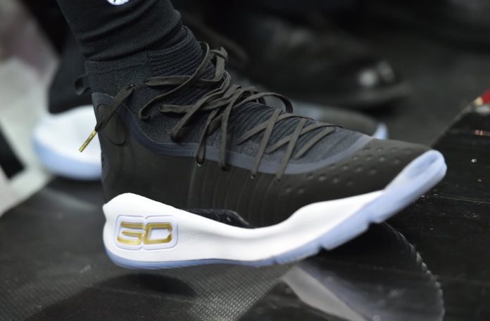 stephen curry shoes 4 white and gold