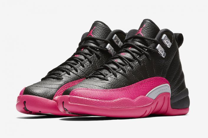 pink and black jordan's 12