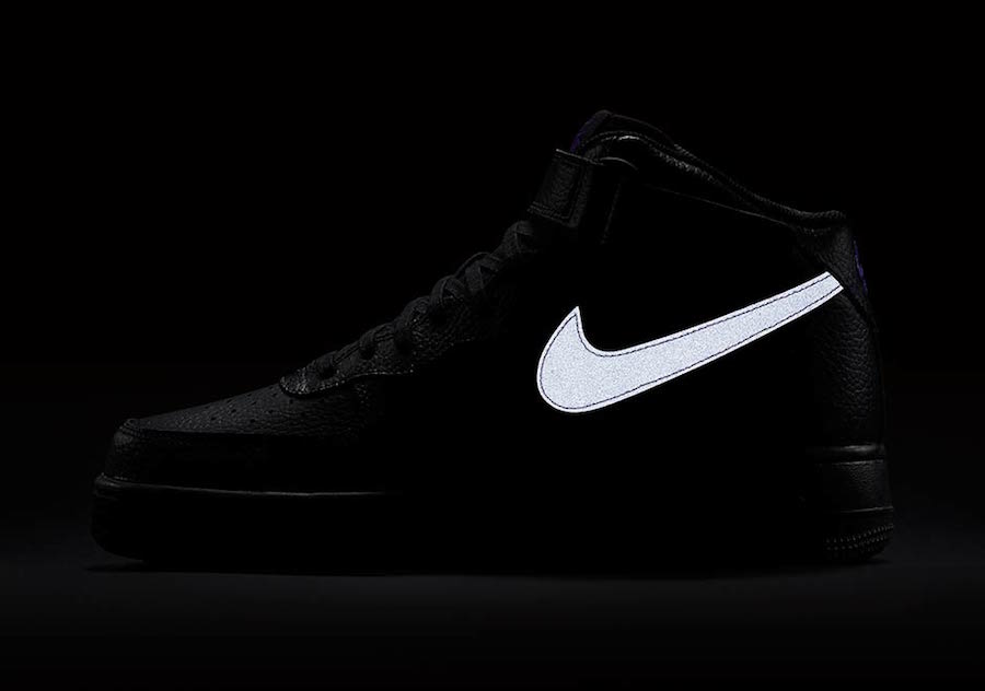 Nike Air Force 1 Mid Black Leather Swoosh Reflective Pack