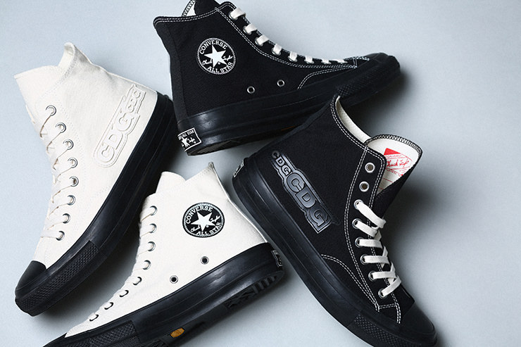 cdg converse black and white