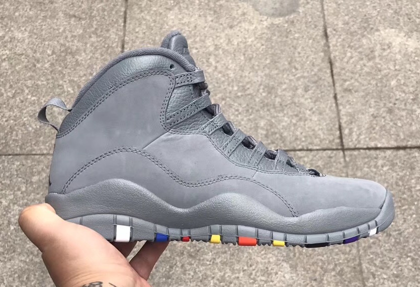 grey jordans with colorful bottom