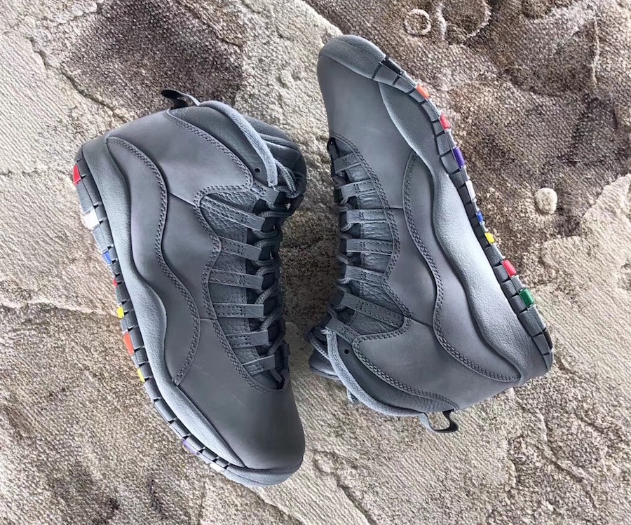 grey jordans with colorful bottom